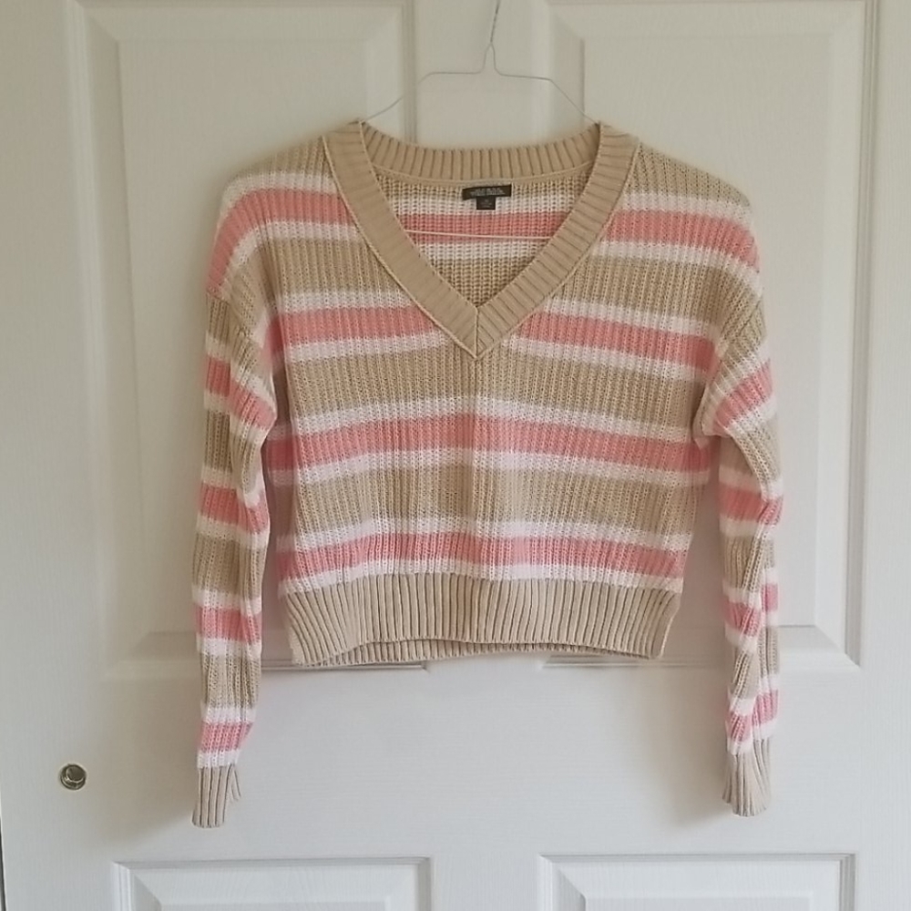 Striped knit crop sweater